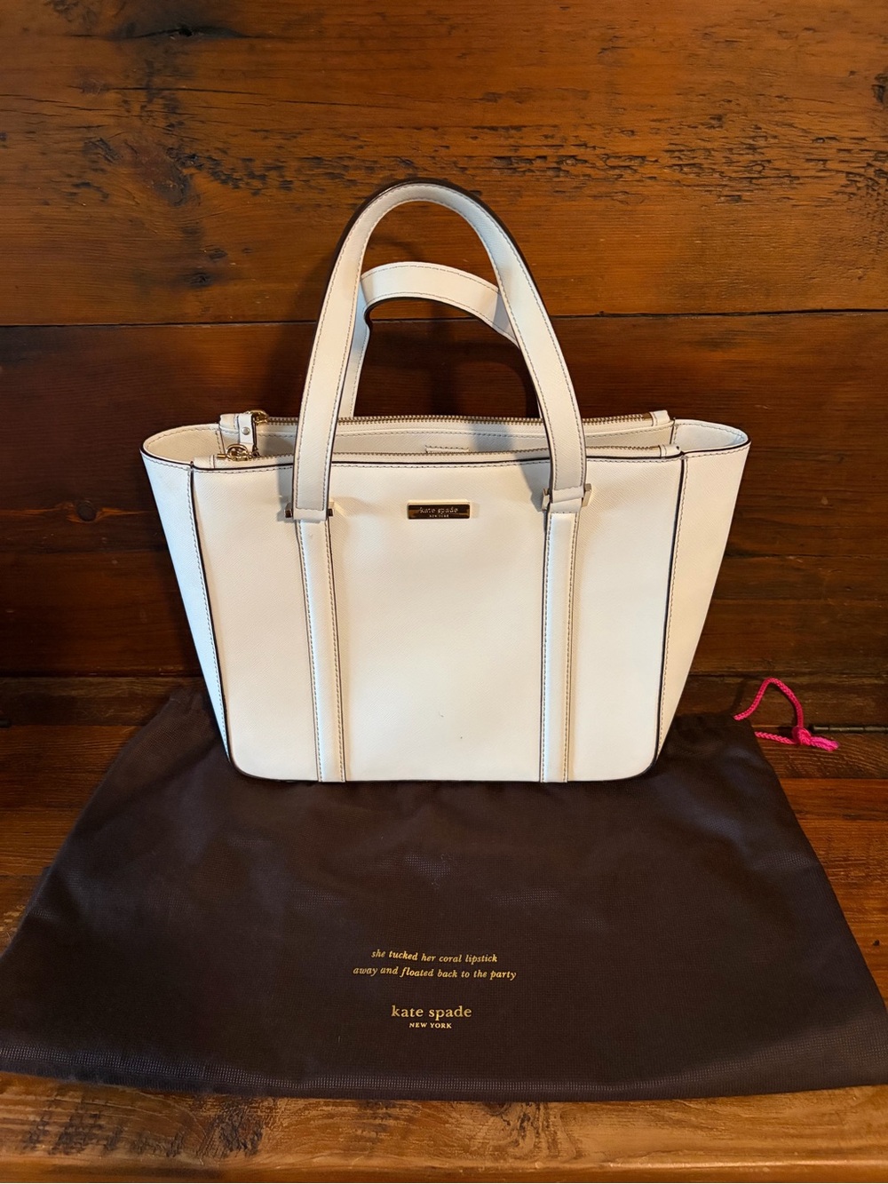 Kate Spade New York Cream Purse Hand Bag with Dust Bag
